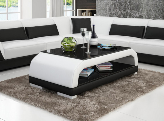 Table basse design Rembourrage Table Cuir Verre Tables modernes 6108