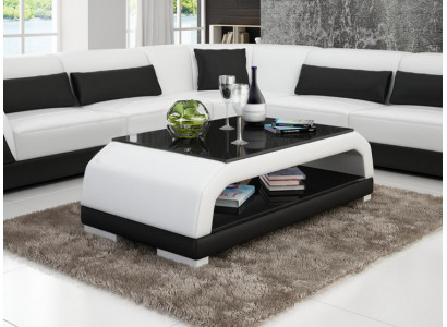Table basse design Rembourrage Table Cuir Verre Tables modernes 6108