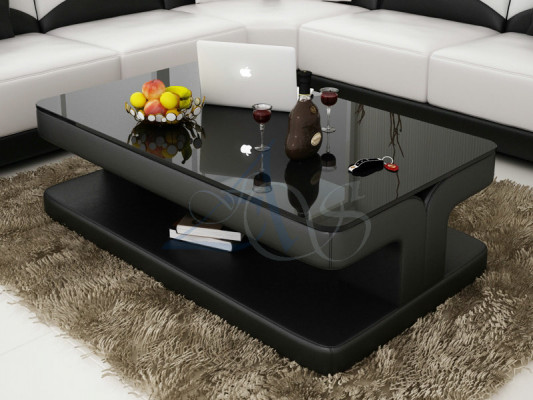 Table basse design Table rembourrée en cuir Table en verre Tables modernes en verre