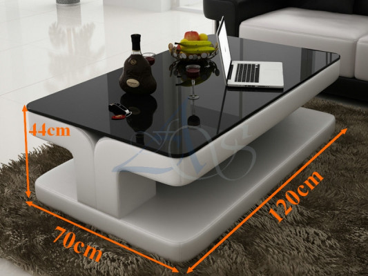 Table basse design Table rembourrée en cuir Table en verre Tables modernes en verre