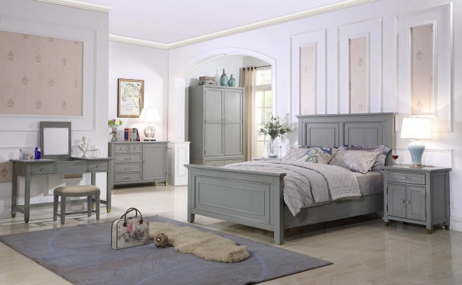 Chambre Mobilier Complet Ensembles Lit Table de chevet Armoire Table Nouveau 6pcs.