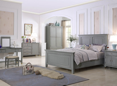 Chambre Mobilier Complet Ensembles Lit Table de chevet Armoire Table Nouveau 6pcs.