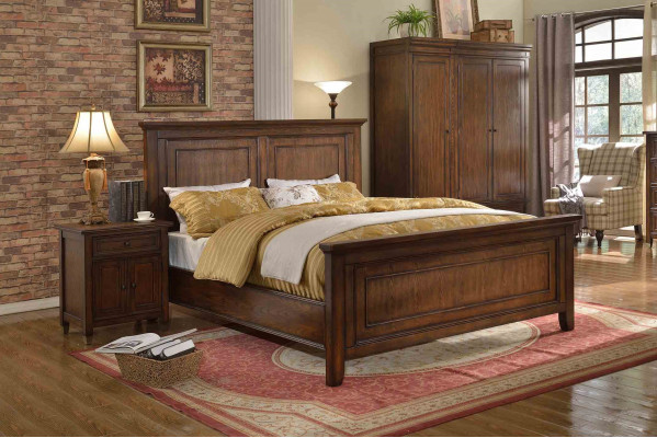 Ensemble de meubles de chambre à coucher design comprenant 5 pièces : lit, table de chevet, armoire neuve.