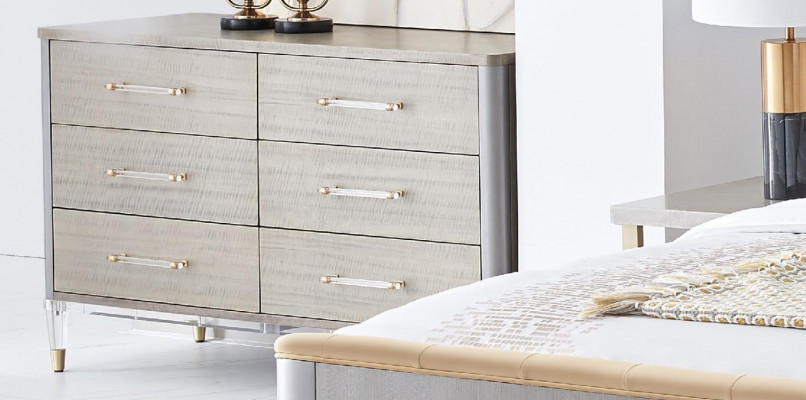 Lit Table de chevet 4 pièces. Ensemble de chambre à coucher Design Moderne Lits de Luxe en Groupe en Cuir
