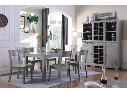 Meubles de designer Table en bois Chaise Salle à manger 6x Chaises 7 pièces. Ensemble Groupe Suite