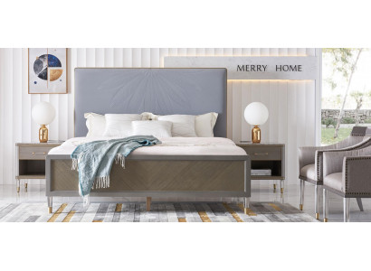 Lit 2x Table de chevet 3 pièces. Ensemble de chambre à coucher Design Déco Moderne Lits de Luxe