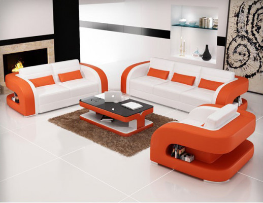 Ensemble de canapés 3+2+1 Canapé en cuir Canapé canapé Sofas de designer Paysage vivant Bergamo