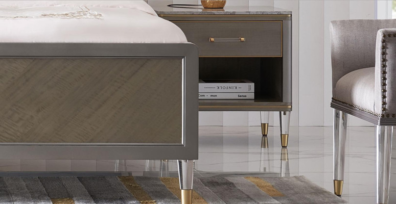 Lit 2x Table de chevet 3 pièces. Ensemble de chambre à coucher Design Déco Moderne Lits de Luxe