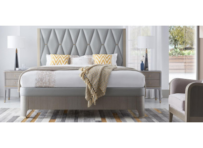 Lit 2x Table de chevet 3 pièces. Ensemble de chambre à coucher design moderne de luxe