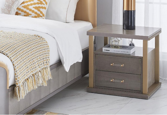 Lit 2x Table de chevet 3 pièces. Ensemble de chambre à coucher Lits nouveaux Luxe Moderne 180x200 Pièce