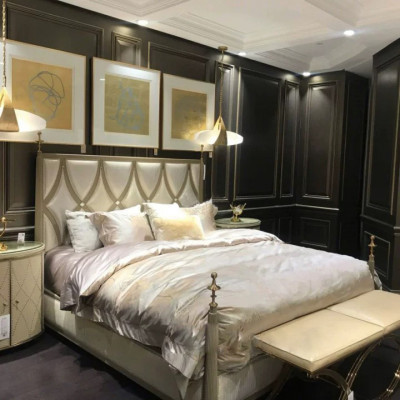 Classique Lit Baroque Rococo Lits d'Hôtel Lit Rembourré Lit Double Cuir