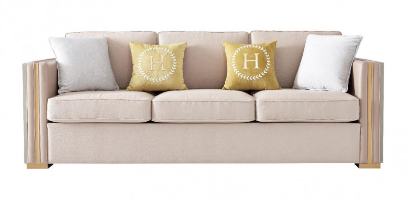 Trois places Design Revêtement de siège Textile Canapé 3 places Mobilier Beige nouveau Mobilier de Luxe