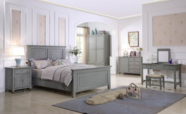 Chambre Tables de chevet 3 pièces Ensemble Design Lit de luxe Bois Lit double Nouveaux meubles