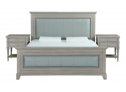 Lit double Chambre Hôtel Mariage Luxe Lit 2x Table de chevet Ensemble de 3 pièces.