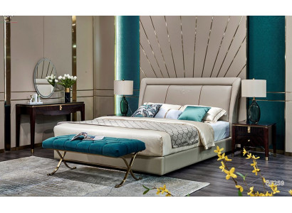 Lit classique 2x Table de chevet 3 pièces. Ensemble de chambre à coucher Lits de luxe neufs