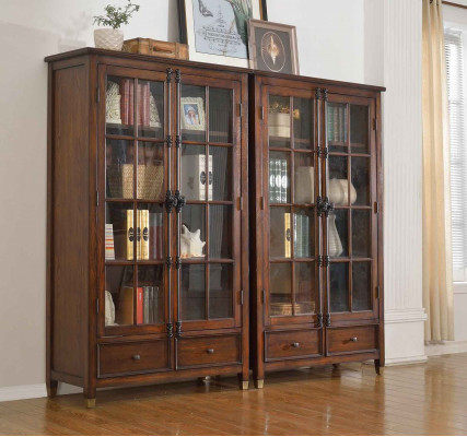 Ensemble de 2 vitrines pour commode, vitrines en verre, armoire en verre, meuble vitrine en bois