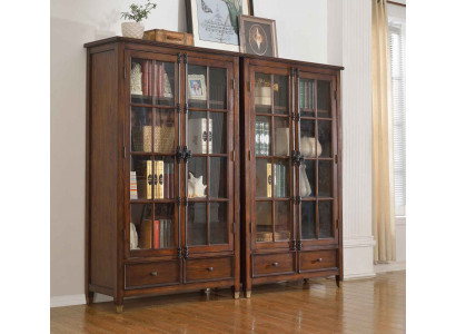 Ensemble de 2 vitrines pour commode, vitrines en verre, armoire en verre, meuble vitrine en bois