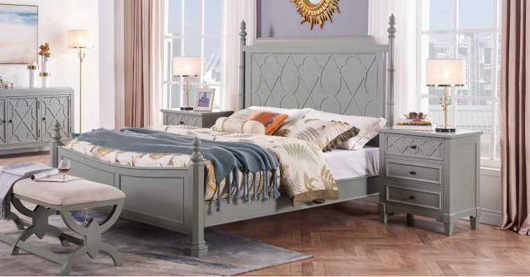 Ensemble de chambre noble Table de chevet Commode Lit Mobilier de designer Lits