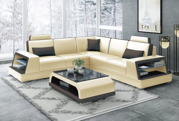 Canapé d'angle en forme de L G8045B Canapé d'angle Rembourrage Siège Coin Ensemble De Canapé En Cuir Moderne