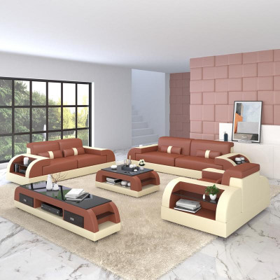 Sofa Canapé Suite Ensemble de 3+3 places Canapés en cuir Tissu d'ameublement Trois places neuf