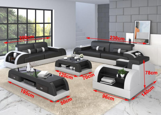 Sofa Canapé Suite Ensemble de 3+3 places Canapés en cuir Tissu d'ameublement Trois places neuf