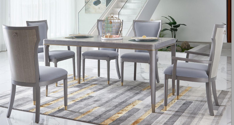 Meubles de luxe Table de salle à manger Table Salle à manger Salon Bois Acier inoxydable Design