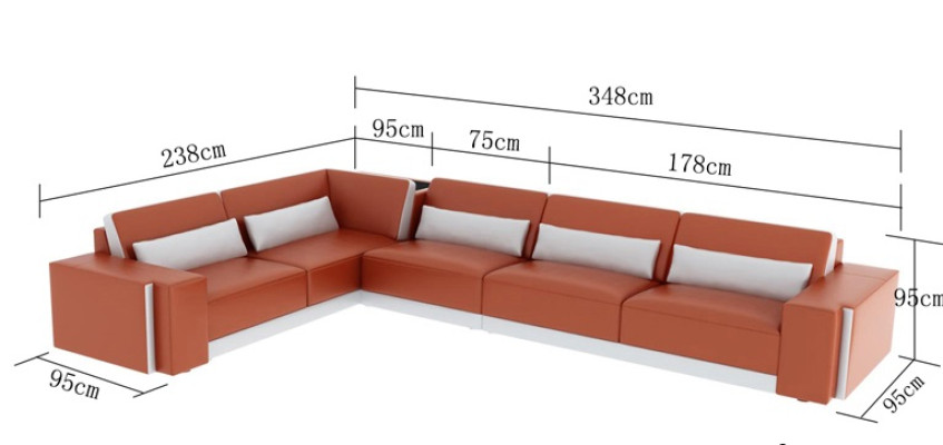 Canapé en cuir Canapé Salon paysage Coin Coin moderne Canapé d'angle Design Suite Sofa