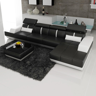 Canapé d'angle en cuir L-Forme Canapé Canapé d'angle design canapé moderne USB Eu.