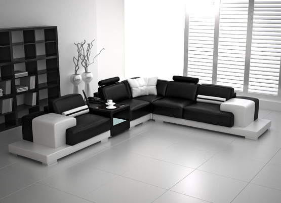 Canapé en cuir Canapé Canapé de vie paysage Coin canapé Eck Suite Design Moderne Canapé avec USB nouveau