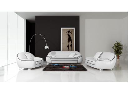 Canapé en cuir Canapé Paysage de vie 3+2+1 Sièges Suite Design Canapé moderne avec USB