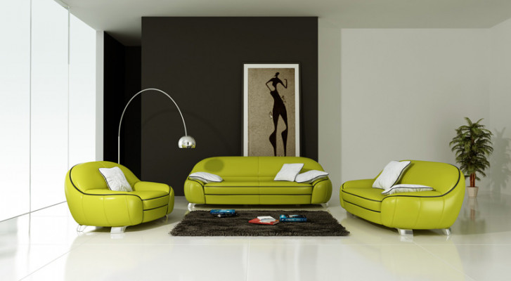 Canapé en cuir Canapé Paysage de vie 3+2+1 Sièges Suite Design Canapé moderne avec USB