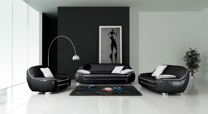 Canapé en cuir Canapé Paysage de vie 3+2+1 Sièges Suite Design Canapé moderne avec USB