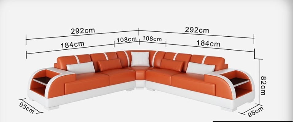 Canapé en cuir Canapé Paysage vivant Canapé d'angle Suite d'angle Design Moderne LED USB Sofa