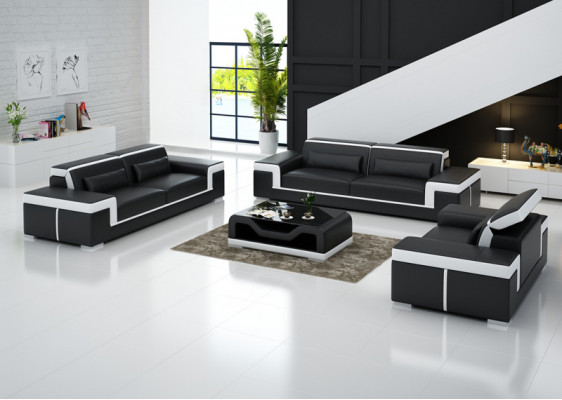 Canapé avec port USB revêtement cuir canapé siège complet ensemble moderne 3+2+1 places