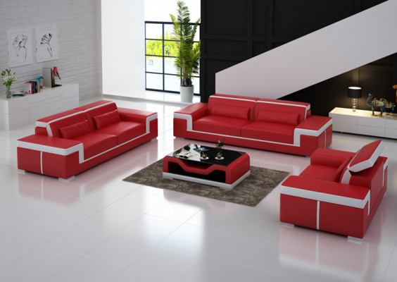 Canapé avec port USB revêtement cuir canapé siège complet ensemble moderne 3+2+1 places