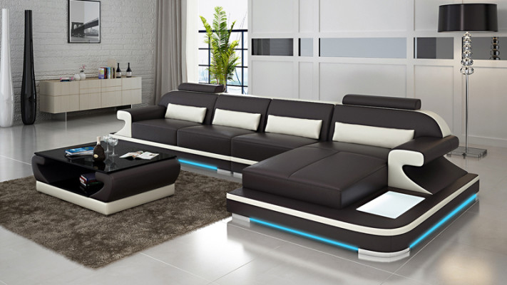 Canapé en cuir Canapé Canapé d'angle Canapé d'angle Suite d'angle Design Canapé moderne G8021C