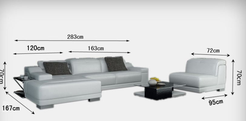 Canapé en cuir canapé sofa salon paysage coin canapé suite d'angle conception + fauteuil K5002D