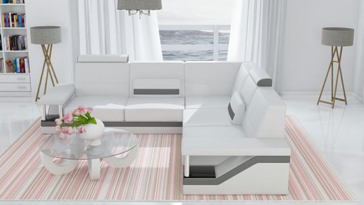 Canapé en cuir Canapé d'angle Canapé Sofa Poster Ensemble d'angle Canapés Tissu Cuir Ensemble nouveau