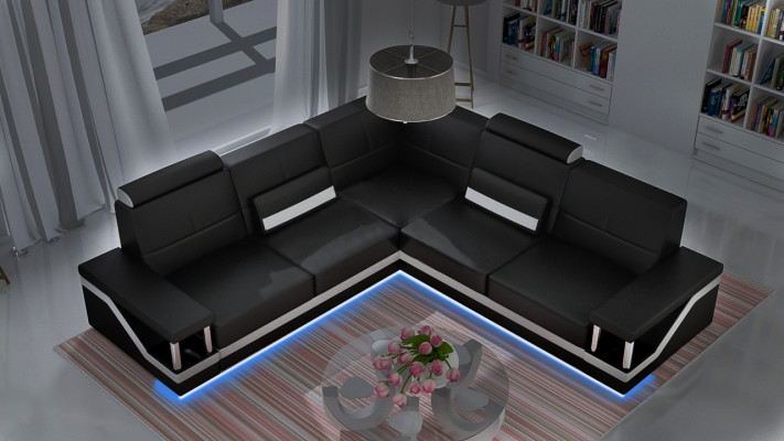 Canapé en cuir Canapé d'angle Canapé Sofa Poster Ensemble d'angle Canapés Tissu Cuir Ensemble nouveau