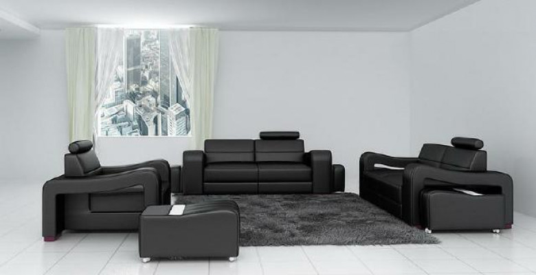 Ensemble de canapé en cuir design Canapé Ensemble de canapé Sofa Seat Rembourrage Suite 3+2+1 Set PISA