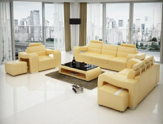 Ensemble de canapé en cuir design Canapé Ensemble de canapé Sofa Seat Rembourrage Suite 3+2+1 Set PISA
