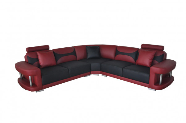Cuir Moderne XXL Canapé Canapé en cuir Canapé Ensemble de canapés Canapé en L-shape avec USB