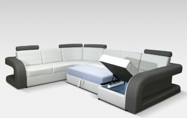 Canapé en cuir USB Paysage vivant Garniture d'angle Canapé d'angle Canapé en U Bergamo