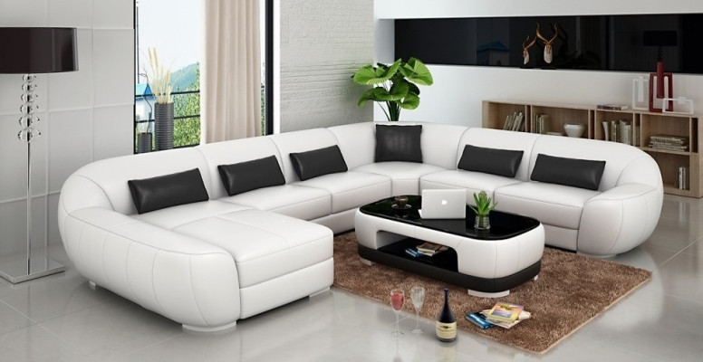 Canapé d'angle en forme de U élégant. Design moderne pour un confort maximal pour votre salon.