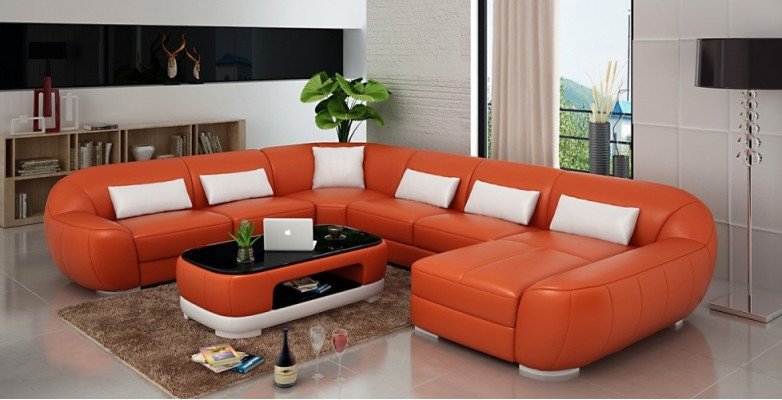 Canapé d'angle en forme de U élégant. Design moderne pour un confort maximal pour votre salon.