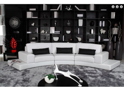 Canapé en cuir avec USB Salon paysage Canapé d'angle Eck Suite Design Canapé moderne A1130