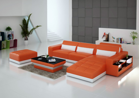 Canapé en cuir Canapé Paysage vivant Canapé d'angle Suite d'angle Design Canapé moderne G8019E