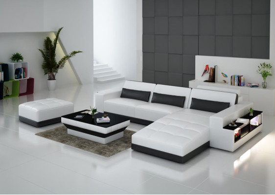 Canapé en cuir Canapé Paysage vivant Canapé d'angle Suite d'angle Design Canapé moderne G8019E