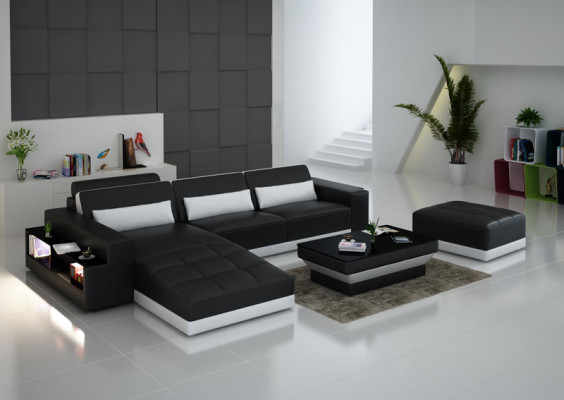Canapé en cuir Canapé Paysage vivant Canapé d'angle Suite d'angle Design Canapé moderne G8019E