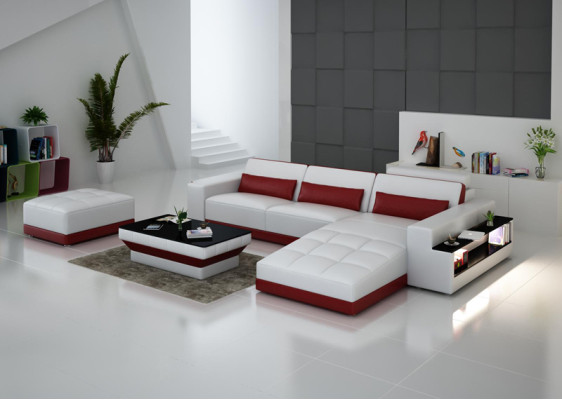 Canapé en cuir Canapé Paysage vivant Canapé d'angle Suite d'angle Design Canapé moderne G8019E